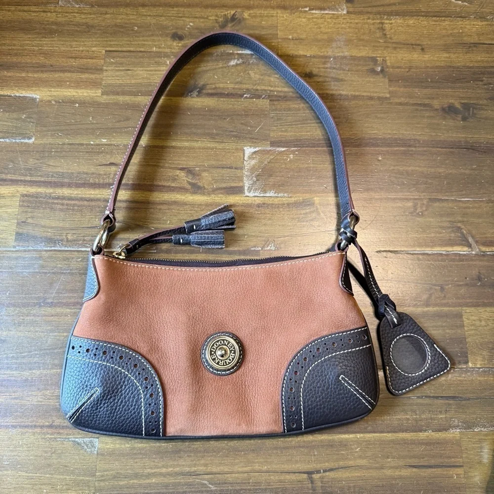 Vintage Dooney & Bourke Brown Suede Leather Shoulder Bag Satchel